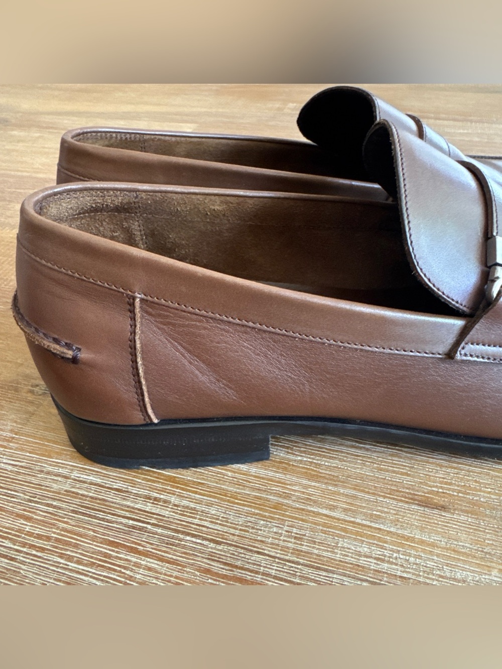 SALVATORE FERRAGAMO 'Tazio' Brown Leather Loafers Size 10.5 EE - Picture 5 of 9